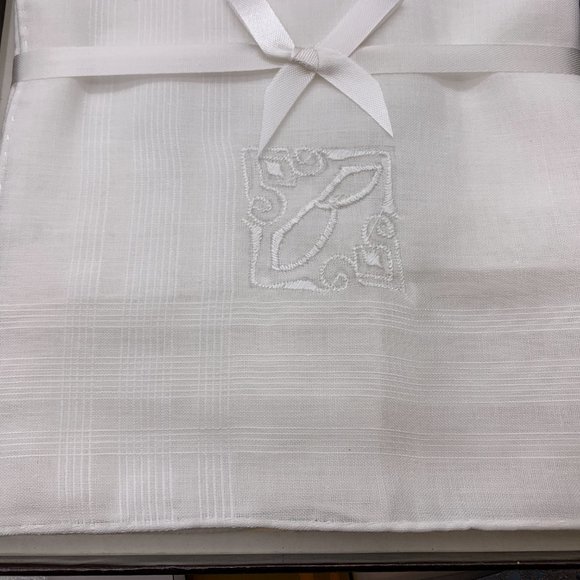 NIB VTG Yves St Laurent box set 3 B-monogrammed handkerchiefs cotton/polyester - Picture 7 of 8